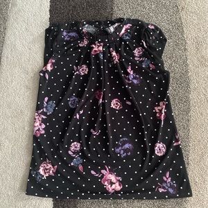 Elle black floral sleeveless top